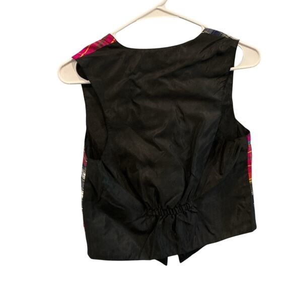 Vintage The Limited Womens Silk Patchwork Vest Size Medium Plaid Y2K Grunge Prep - Picture 4 of 6